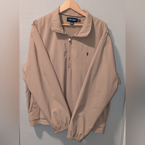 Polo Golf Polo Ralph Lauren Jacket Men's XXL Khaki Tan Half Zip Mesh Lined - Picture 1 of 8